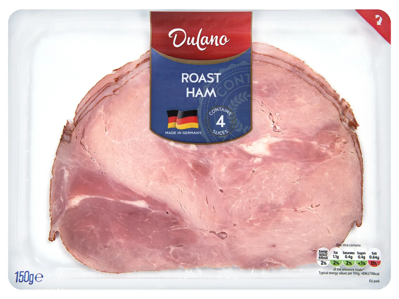 Duliano roast ham, 4 slices, made in Germany.