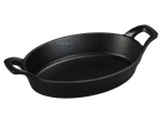 Tigaie ovală neagră din fontă cu două mânere