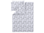LIVARNO posteljina od mikrovlakana s uzorkom sivog cvijeća i lišća.