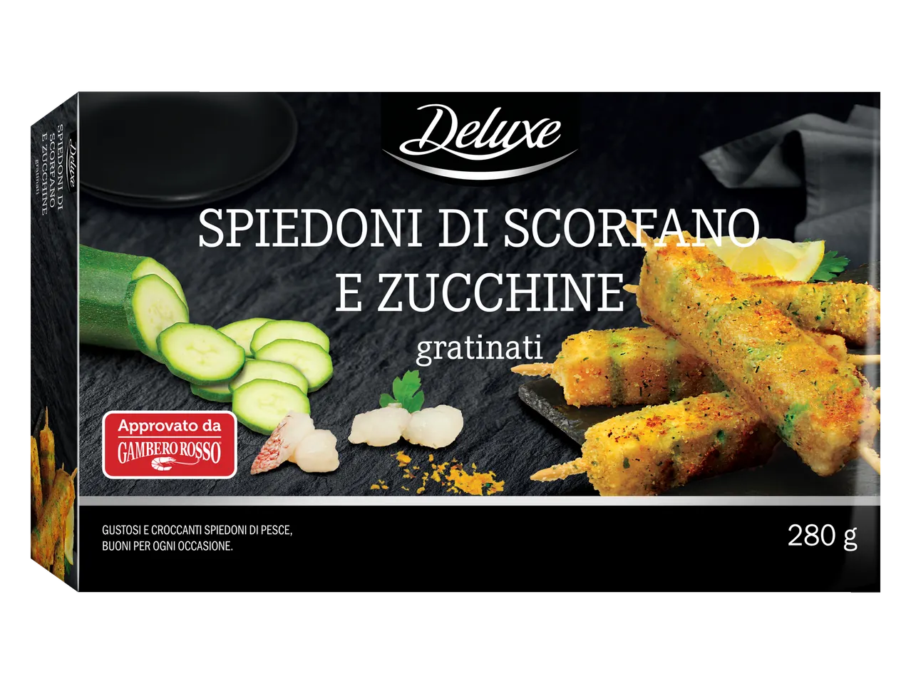 Spiedoni di scorfano e zucchine gratinati