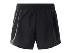 Black athletic shorts with an elastic waistband and mesh inserts on the sides.
