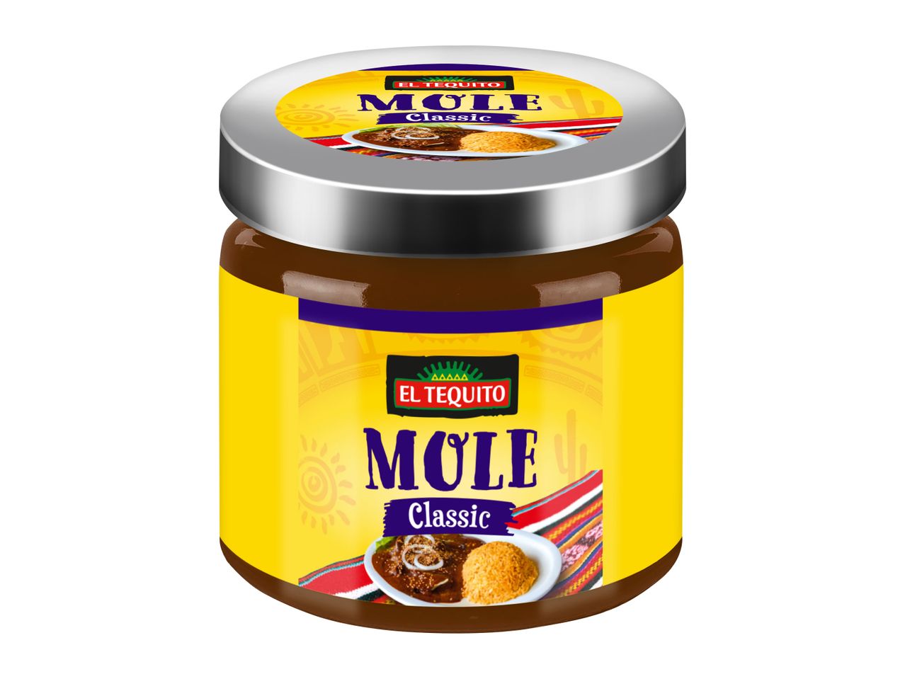 A jar of La Costena Mole Chunky sauce.