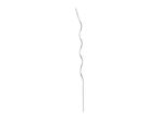 A silver, wavy metal rod, likely a plant support, stands vertically against a white background.