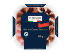 ITALIAMO Estilo Italiano Mini Sorvete Seleção (500g) nos sabores baunilha, chocolate, morango e avelã.