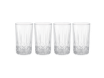 Keturi Silvercrest® Longdrink/Whisky stikliniai su raižytu raštu.