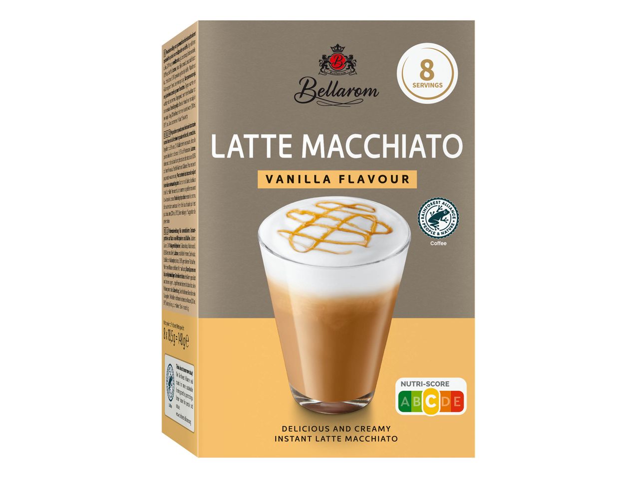 Boîte de Latte Macchiato instantané saveur vanille de Bellarom, 8 portions.