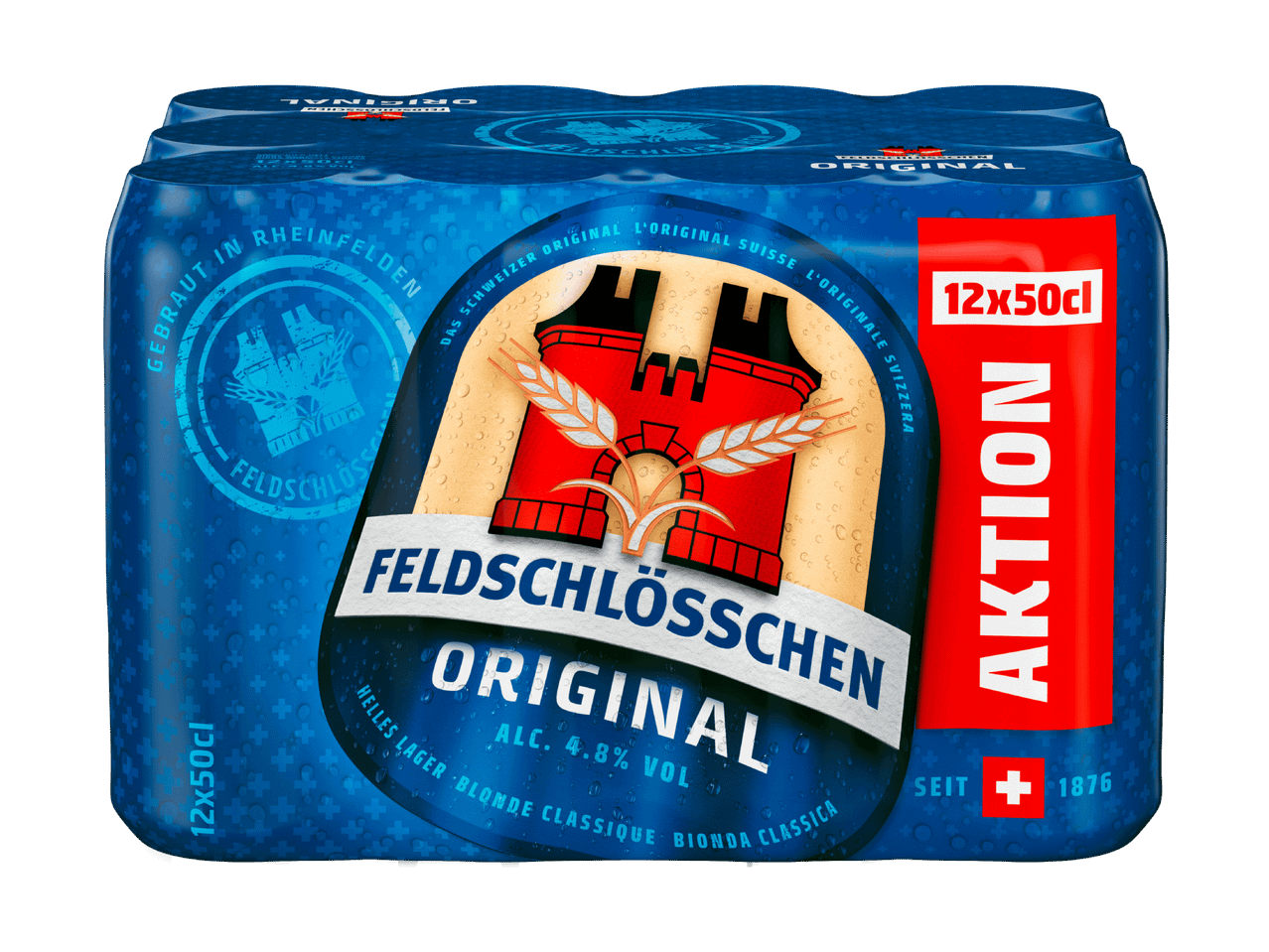 12er-Pack Feldschlösschen Original Bierdosen à 50cl.