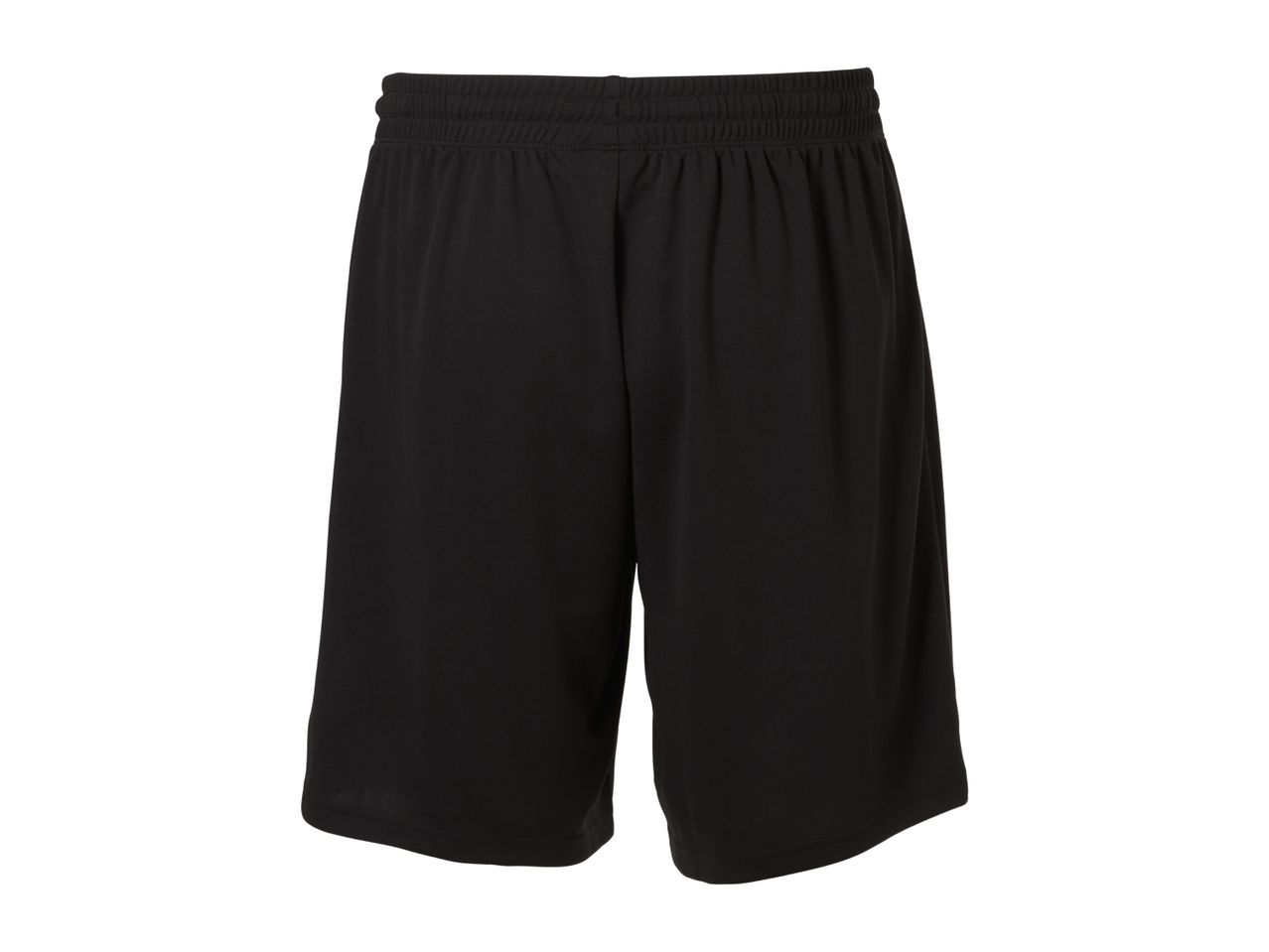 Black athletic shorts with an elastic waistband