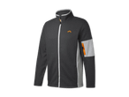 Dunkelgraue Herren-Fleecejacke mit hellgrauen Details und orangefarbenem Reißverschluss.