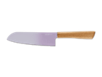 Ein lilafarbenes Livarno Home Messer mit Holzgriff.