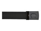 Black fabric belt with a dark grey metal buckle