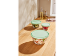 Recipientes de vidro com tampas para alimentos em verde menta.
