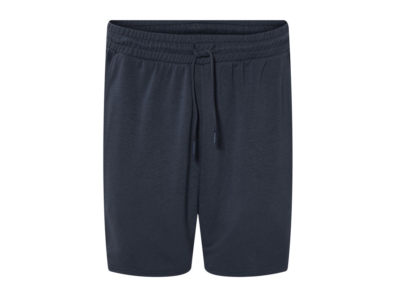 Dark navy blue jersey shorts.