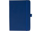 A deep blue notebook A5 with an elastic closure.
