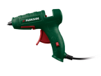 Pistola de cola quente PARKSIDE verde com cabo preto e detalhes vermelhos