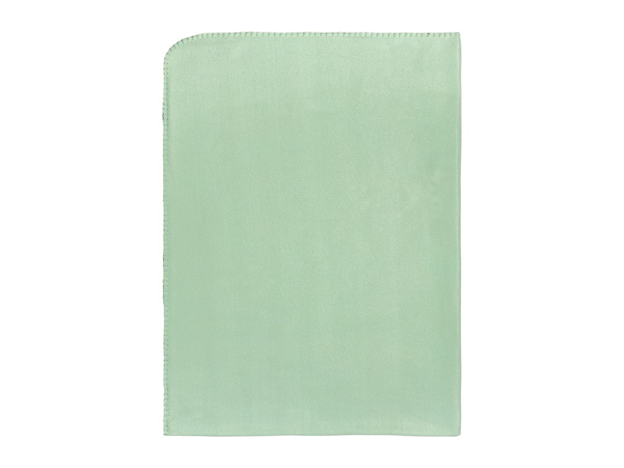 Light green fleece blanket with stitched edges
