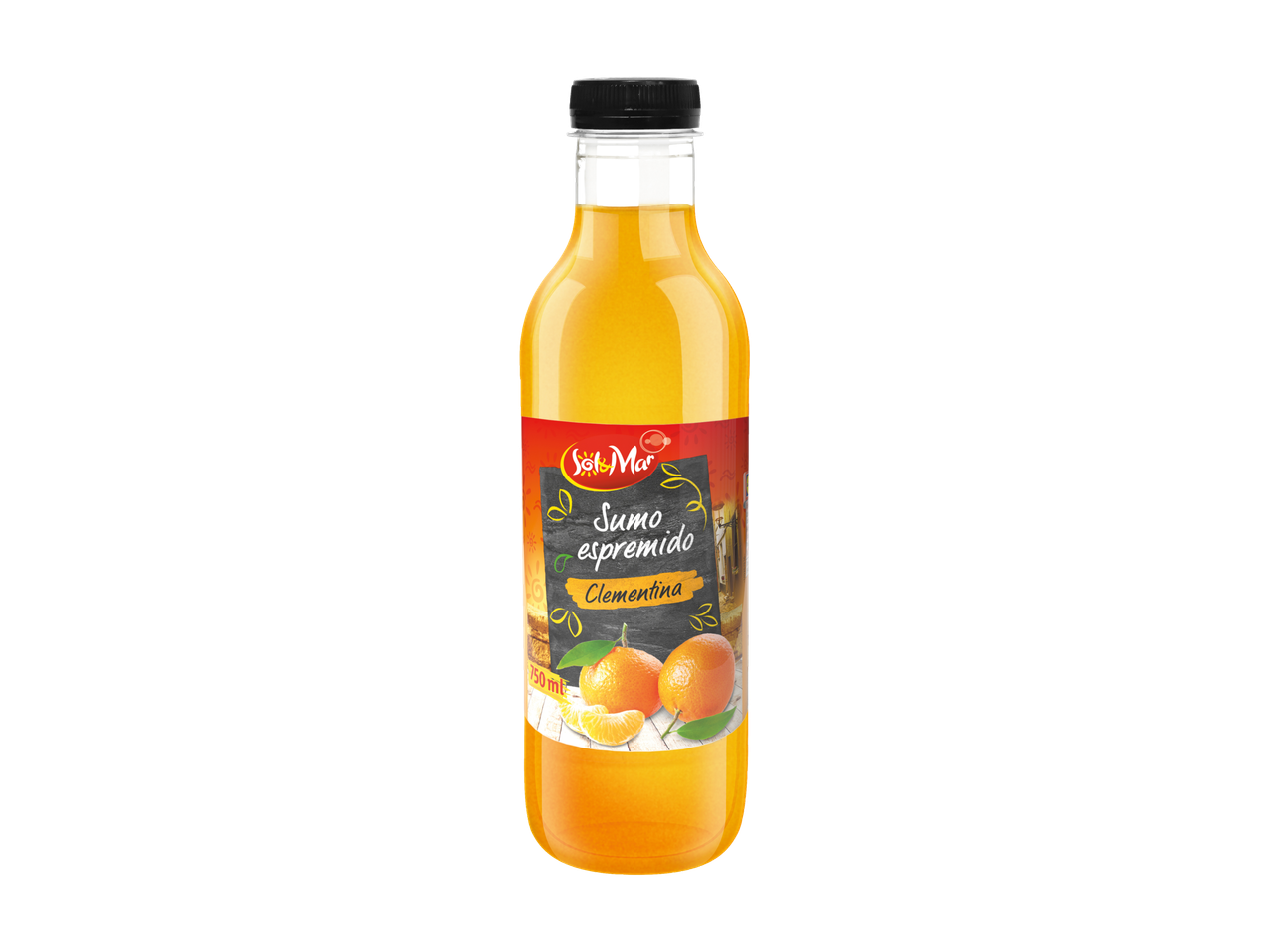 Suco de clementina Sol&Mar em garrafa.