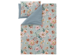 Floral duvet cover set with a light blue background and peach-colored flowers