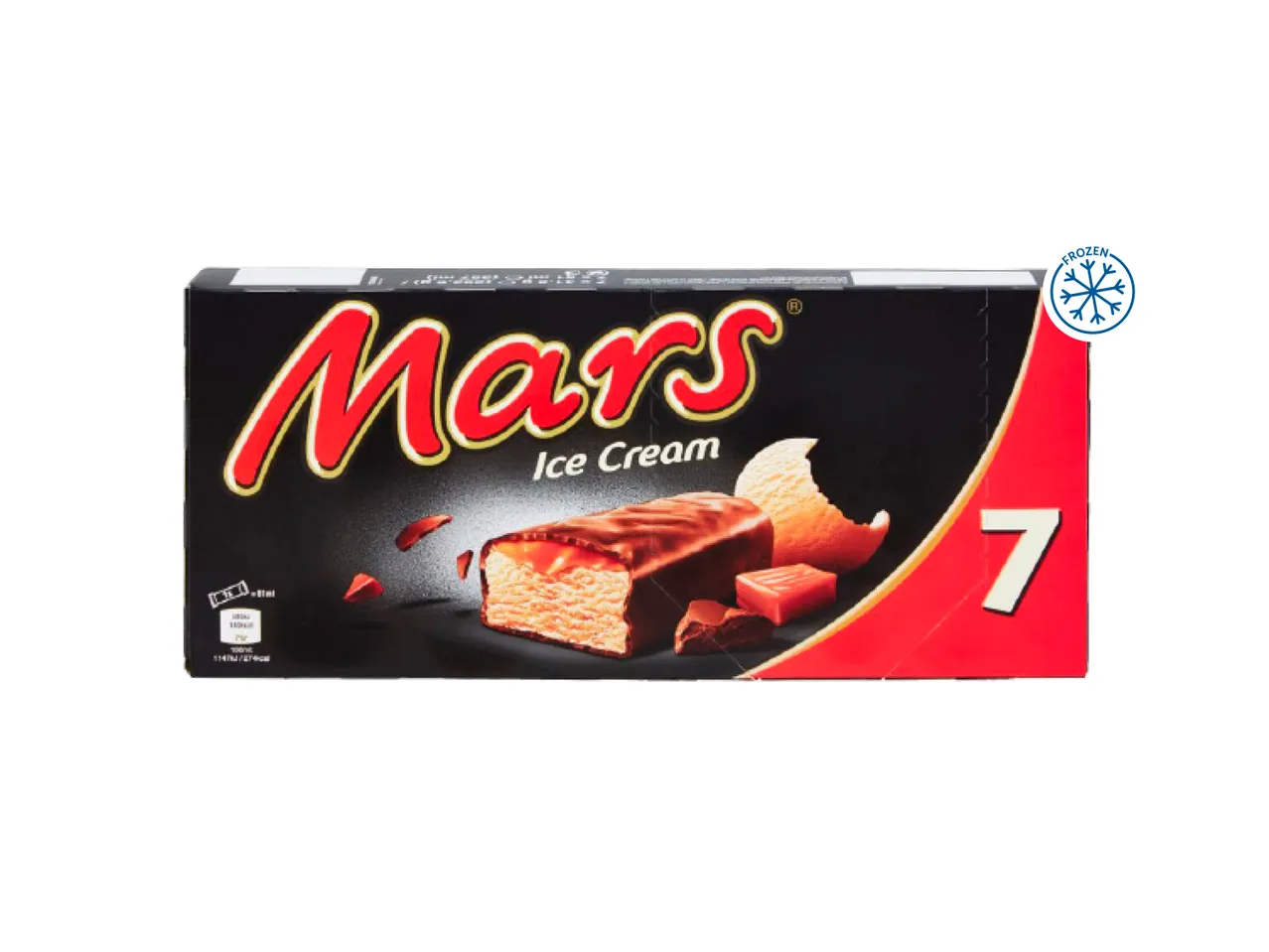 A box of seven Mars ice cream bars.