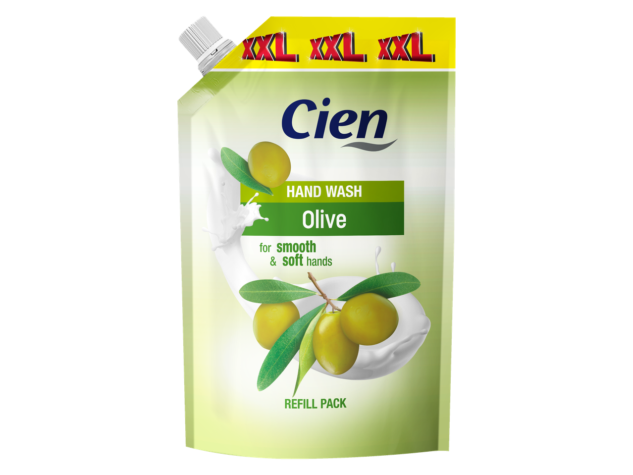 Reumplere Cien de gel de spălat pe mâini cu măsline.