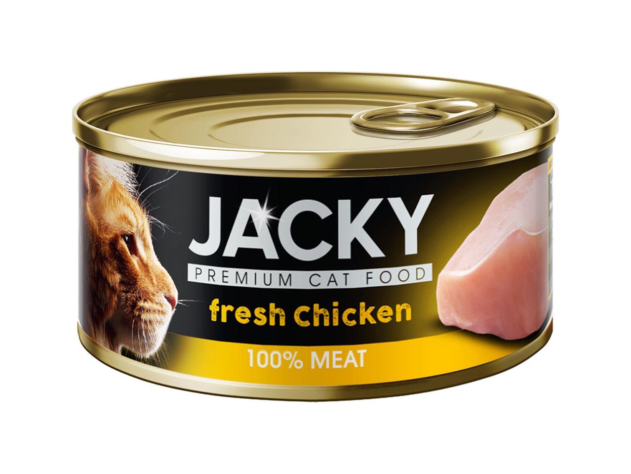 Jacky prémium macskaeledel, friss csirkével, 100% hús.