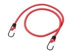 Red bungee cords with hooks.