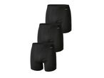 Three black Parkside men's boxer shorts are stacked on top of each other.