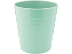 A light green plastic tumbler with subtle embossed lines.
