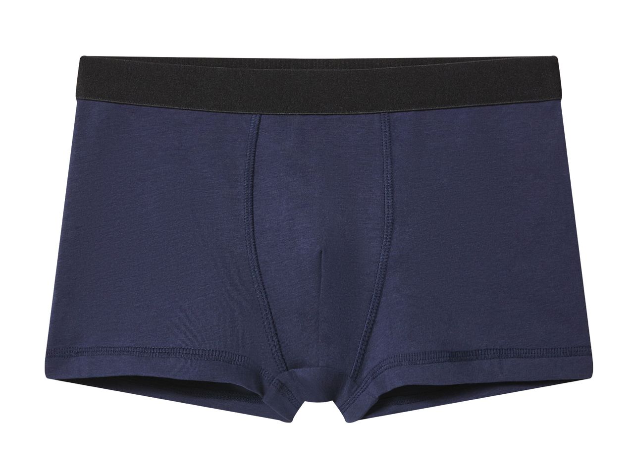 Dark blue men's boxer briefs with a black elastic waistband.