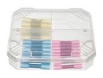 Parkside heat shrink butt connectors in a clear plastic storage case.