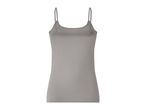 Women's grey camisole top with thin spaghetti straps