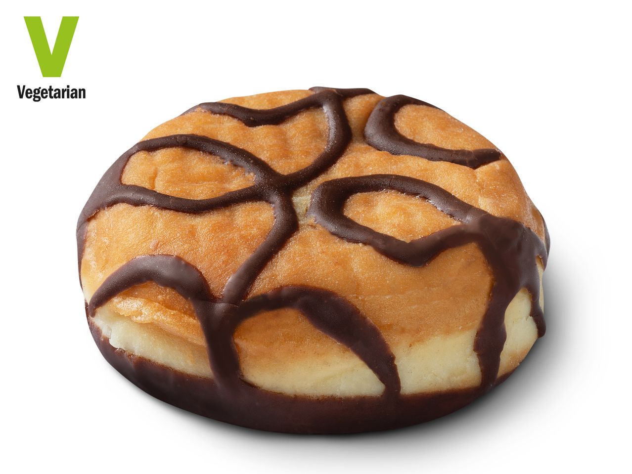 Vegetarian donut with chocolate icing.
