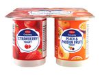 Milbona yogurts: strawberry and peach & passion fruit.