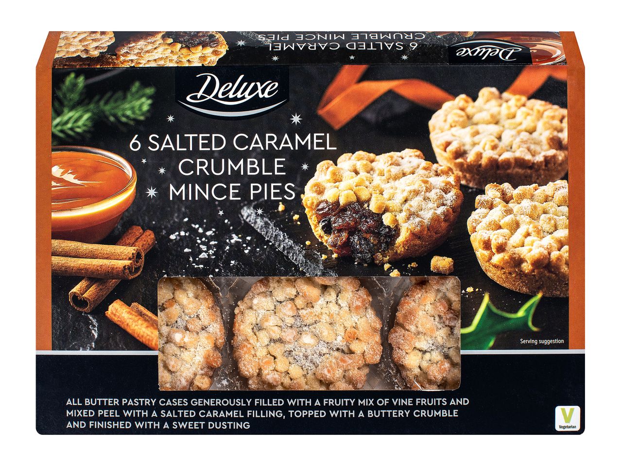 Go to full screen view: Deluxe Crumble Mince Pies - 6 Pack - Image 1