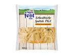 Pack of authentic German egg noodles (Schwäbische Spätzle P.G.I.) with a mountain landscape.