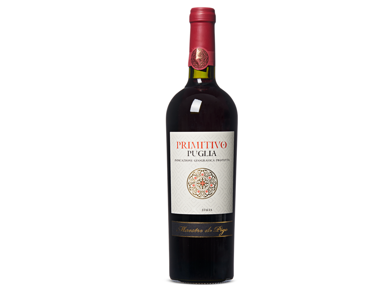 Maestro de Pigo Primitivo Puglia rode wijnfles.