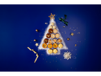 Deluxe Mince Pies Infused With Whiskey And Pecans arranged as a Christmas tree on a blue background.