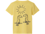 Kollane laste t-särk tukanide ja päikesega.