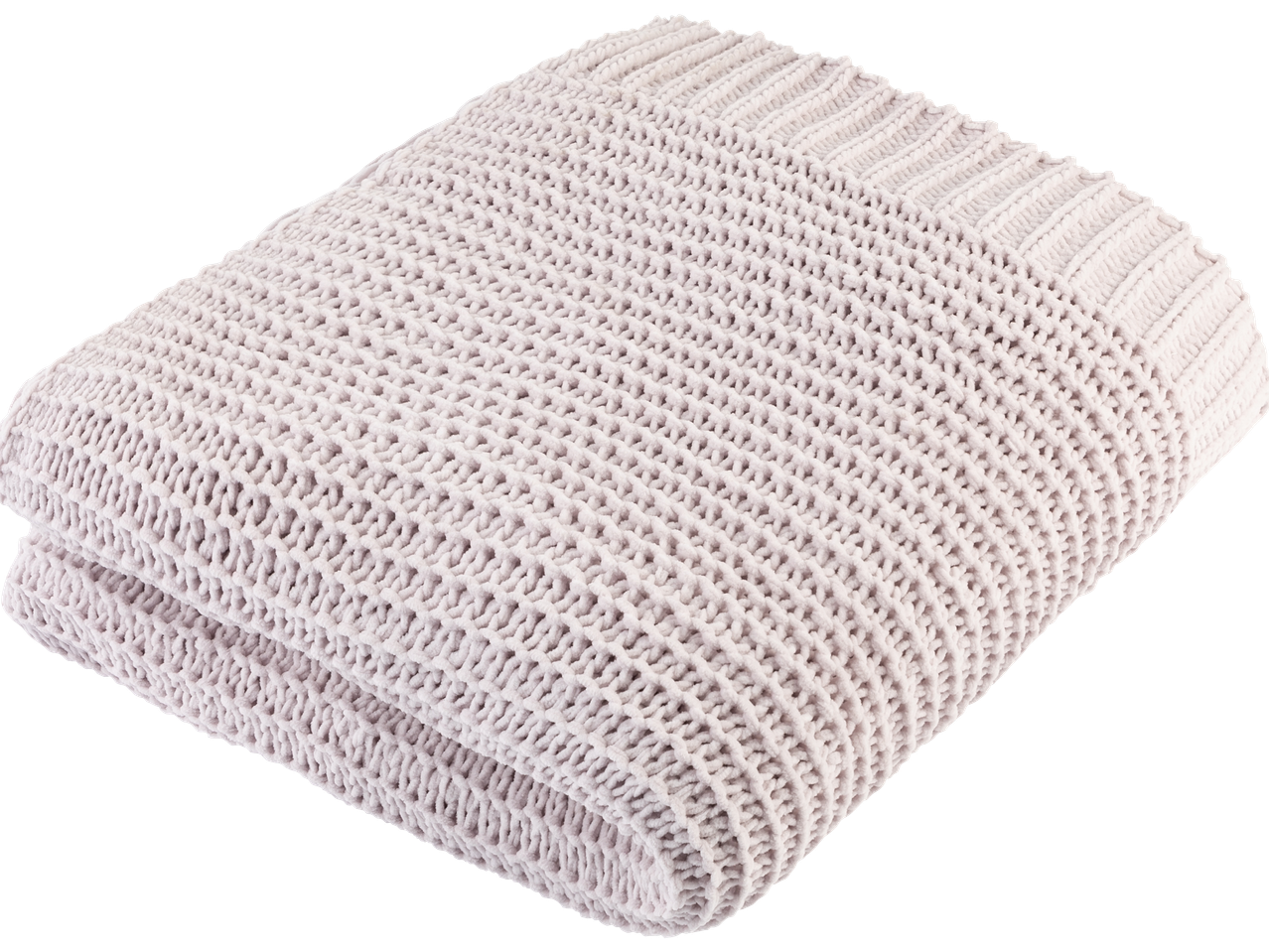Couverture tricotée beige clair pliée