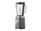 Um liquidificador cinza SilverCrest com jarro de vidro.