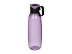 Purple reusable plastic water bottle with a black carrying handle