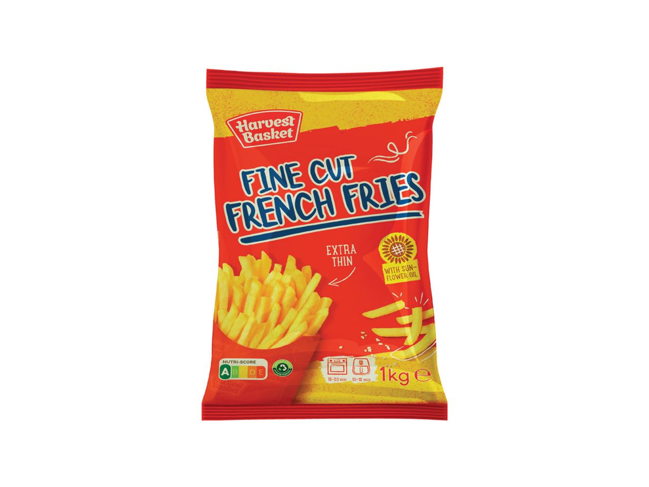 Pakovanje smrznutih krompirića Harvest Basket, tanke rezance, 1kg.