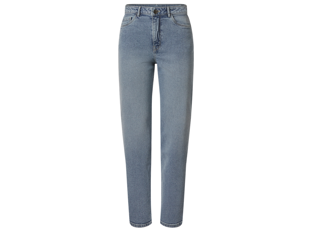 Светли сини дамски дънки с висока талия.