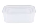 A white plastic food container with a lid.