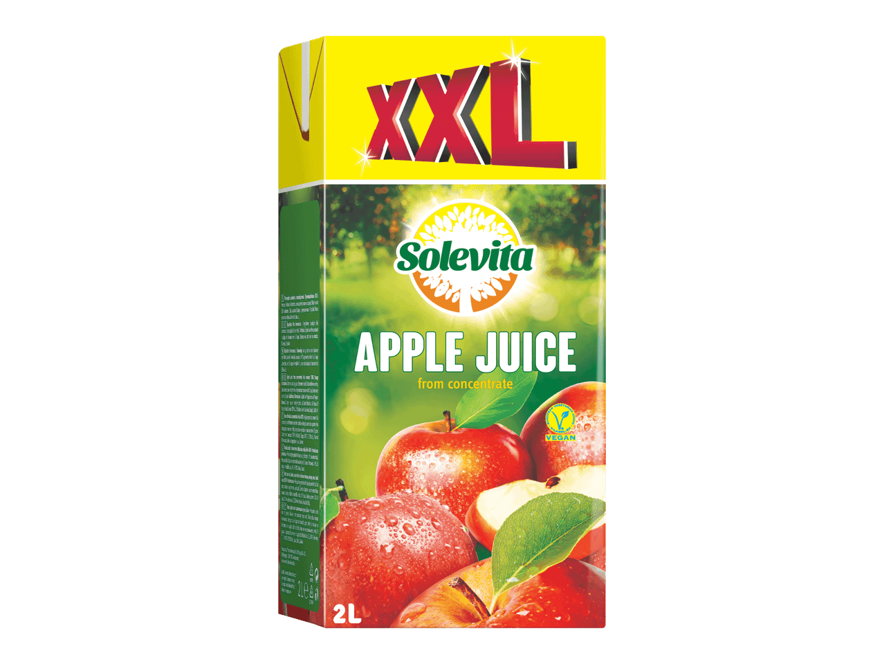 Solevita XXL omenamehu 2l, valmistettu konsentraatista.