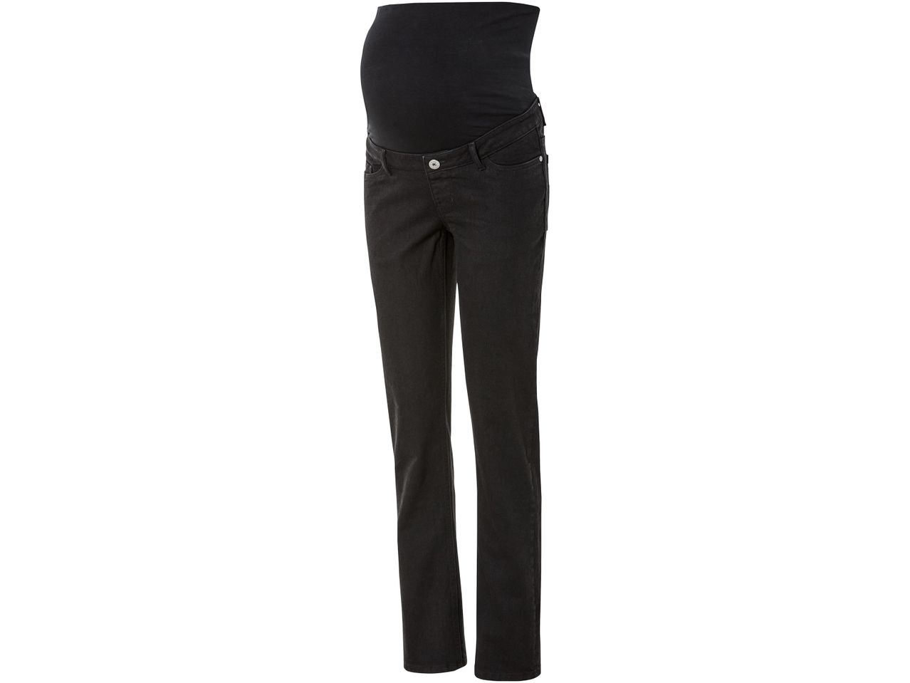 Jeans premaman neri con fascia in vita elasticizzata.