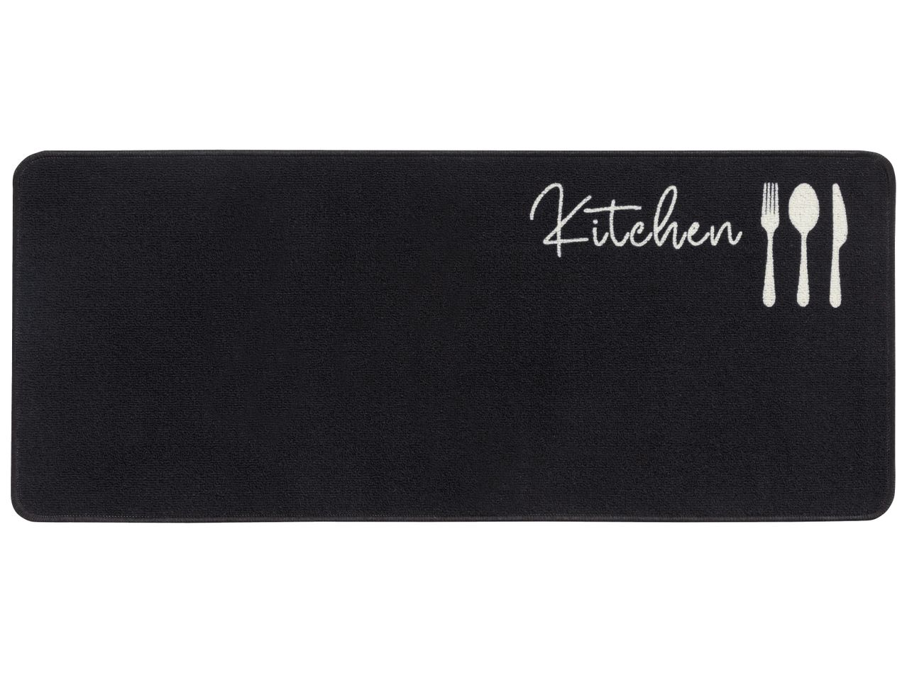 Черна кухненска пътека с надпис "Kitchen" Livarno Home.
