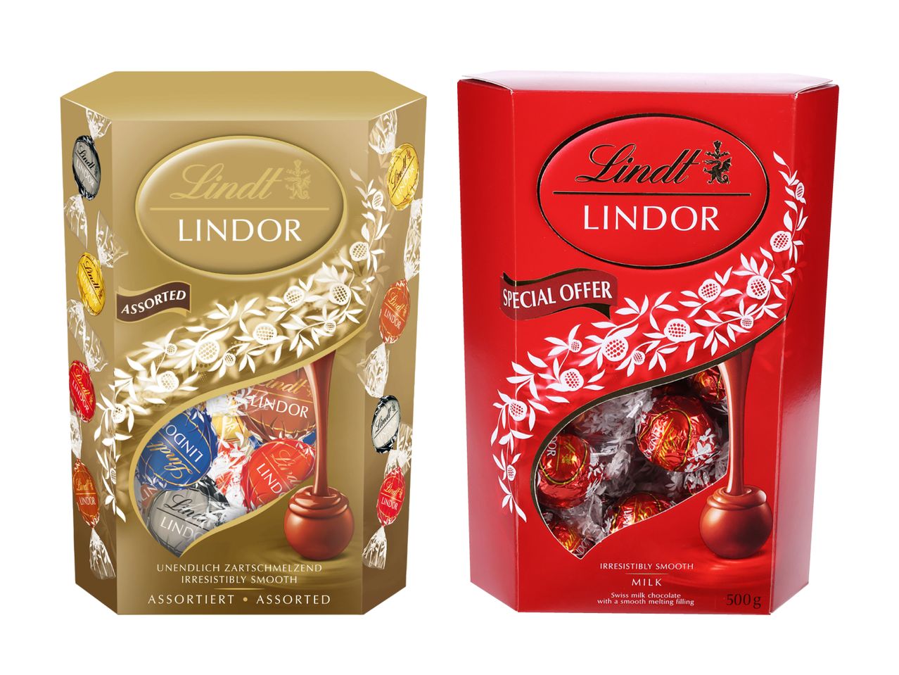 Lindt Lindor Pralinen: Sorten und Vollmilch.