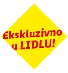 Žuti romb s crvenim tekstom: Ekskluzivno u LIDLU!