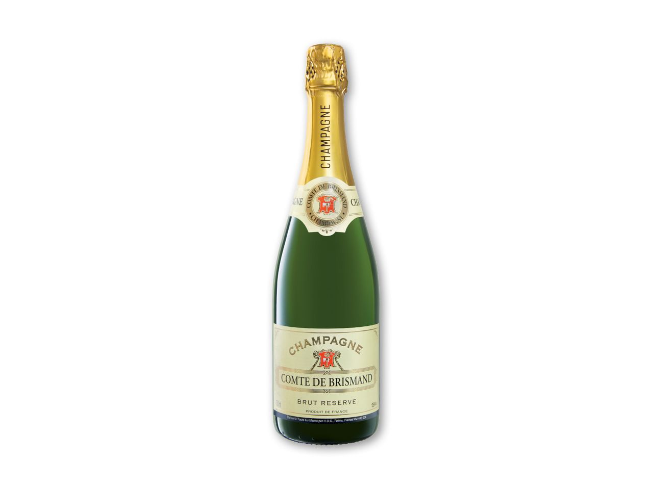 En flaske Champagne Comte de Brismand Brut Reserve.